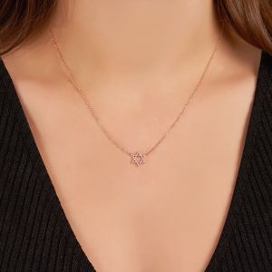 Diamond Star of David Necklace in 14K Rose Gold (0.10ct)