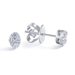 Petite Illusion Diamond Marquise Stud Earrings in 18K White Gold (0.31ct)