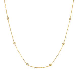 Two-Tone Milgrain Petite Diamond by the Yard Necklace in 14K Yellow and White Gold (0.06ct)