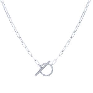 Diamond Circle Paperclip Chain Necklace in 14K Gold (0.11ct)