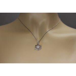 Diamond Flower Halo Pendant in 18K White Gold (0.81ct)