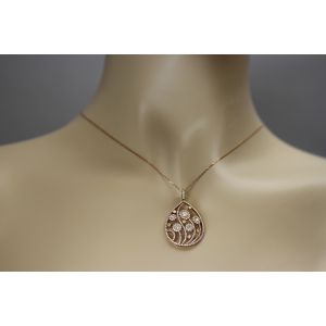 Yellow Diamond Pear Shaped Flower Pendant in 18K Rose Gold 