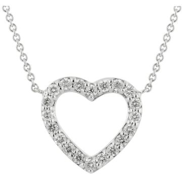 Small Open Heart Diamond Necklace in 14K Gold