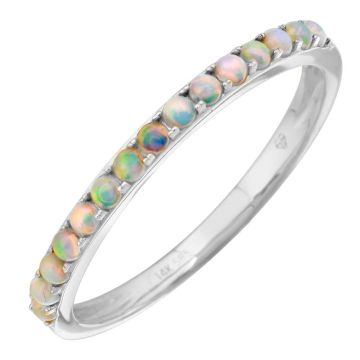 Petite Opal Stackable Ring in 14K White Gold