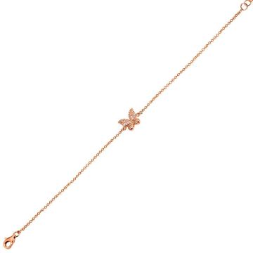 Petite Diamond Butterfly Bracelet in 14K Rose Gold