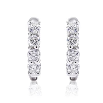 Round Diamond Huggie Earrings in 14K White Gold (1.35ct)
