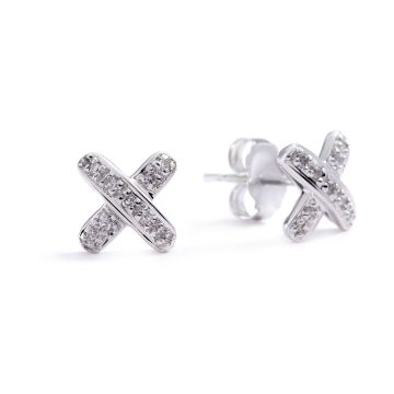 Diamond X Stud Earrings in 14K White Gold (0.23ct)