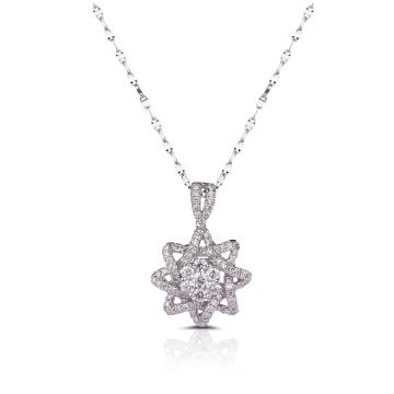 Diamond Starburst Cluster Pendant in 18K White Gold (1.14ct)
