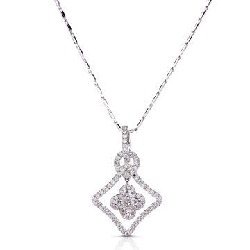 Floating Diamond Flower Pendant in 18K White Gold (0.82ct)