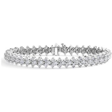 Chevron Diamond Tennis Bracelet in 14K White Gold (7.40ct)