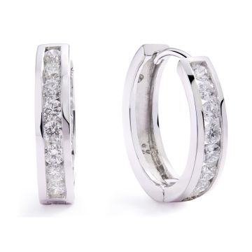 Classic Round Diamond Hoop Earrings in 14K White Gold (1.60ct)