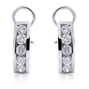Channel-Set Diamond Hoop Earrings in 14K White Gold (2.42ct)