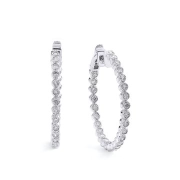 Bezel Set Diamond Hoop Earrings in 14K White Gold (2.50CT)