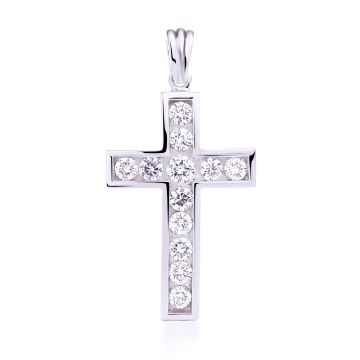 Men's Diamond Channel-Set Cross in 14K White Gold (2.10ct)