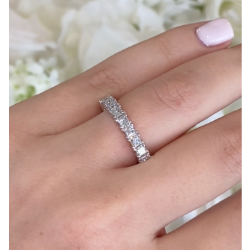 Princess Cut Diamond Eternity Wedding Band in 14K White Gold (2.6ct)