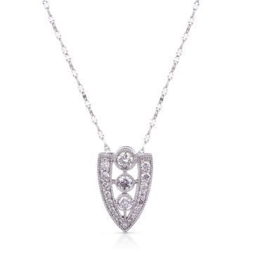 Three-Stone Diamond Milgrain Pendant in 14K White Gold (1.50ct)