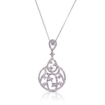 Diamond Drop Pendant in 18K White Gold (1.36ct)