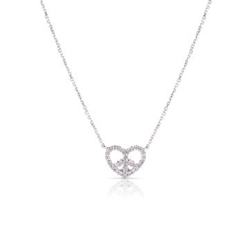 Peace and Love Diamond Heart Necklace in 14K White Gold (0.28ct)