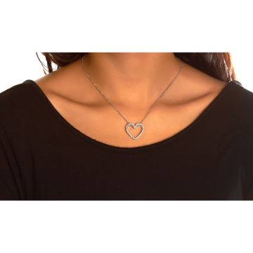 Classic Bubble Diamond Heart Pendant in 18K White Gold (0.54ct)