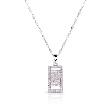 Vertical Bar Diamond Pendant in 18K White Gold (1.50ct)