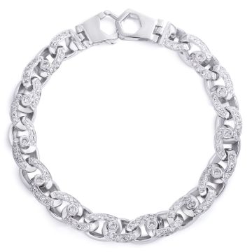 Men's Diamond Chain Link Bracelet in 14K White Gold (3.08ct)