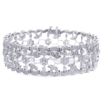 Floral Vine Diamond Bracelet in 14K White Gold (5.75ct)