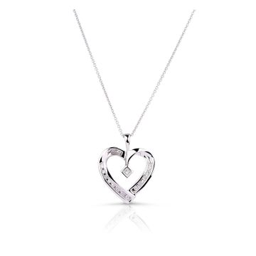 Channel Set Diamond Heart Pendant in 10K White Gold (0.25ct)