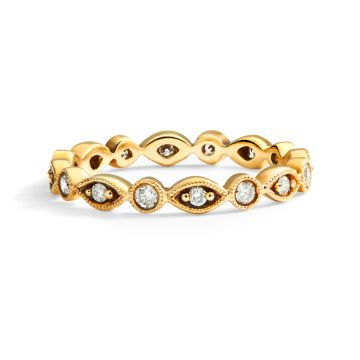 Marquise and Dot Diamond Milgrain Eternity Ring in 18K Yellow Gold (0.32ct)