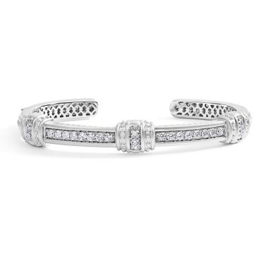 Matte-Finished Diamond Cuff Bangle in 14K White Gold (1.54ct)