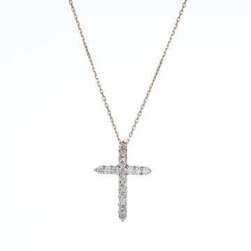 Traditional Diamond Cross Pendant in 14K Yellow Gold (0.85CT)