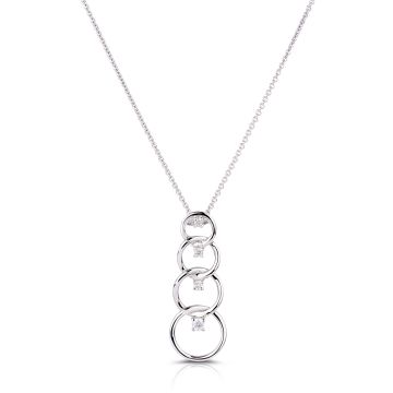 Cascading Circle Diamond Pendant in 14K White Gold (0.07ct)