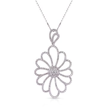 Diamond Flower Pendant in 18K White Gold (3.39ct)