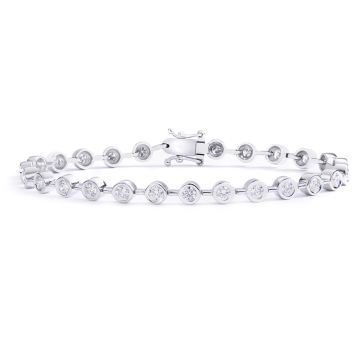 Bezel-Set Round Diamond Tennis Bracelet in 18k White Gold (3.75ct)