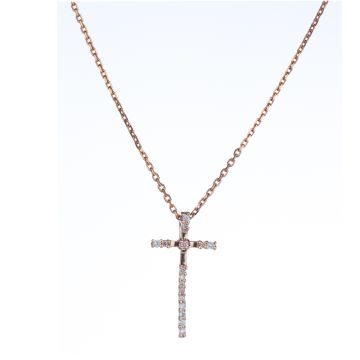 Diamond Cross Pendant in 14K Rose Gold (0.10ct)