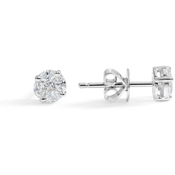 Diamond Cluster Studs in 18K White Gold (0.46ct)