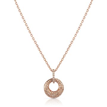 Open Circle Diamond Pavé Pendant in 14k Rose Gold (0.19ct)