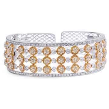 Two-Tone Diamond Cuff Bracelet in 18K Yellow and White Gold (5.04ct)