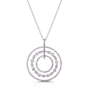 Triple Circle Diamond Pendant in 14K White Gold (0.63ct)