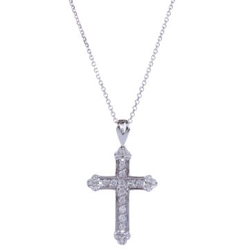 Beaded Diamond Cross Pendant in 14K White Gold (0.24ct)