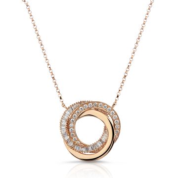 Intertwined Diamond Double Circle Necklace in 18K Rose Gold (0.67ct)