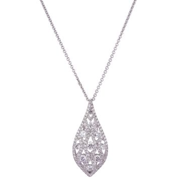 Diamond Teardrop Cluster Pendant in 18K White Gold (0.86ct)
