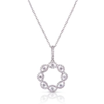 Diamond Circle Infinity Pendant in 18K White Gold (0.70ct)