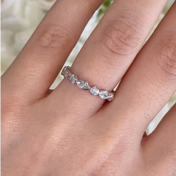 Marquise and Round Bezel Diamond Stackable Eternity Ring in 18K White Gold (1.15ct)