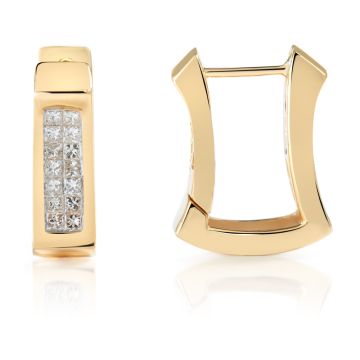 Princess-Cut Diamond Curved Square Hoops in 14K Yellow Gold (0.72ct)