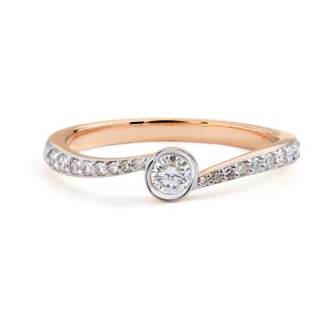 Bezel-Set Round Diamond Ring in 14K Rose Gold (0.32ct)