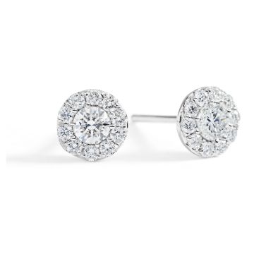 Diamond Halo Illusion Stud Earrings in 18K White Gold (0.46ct)