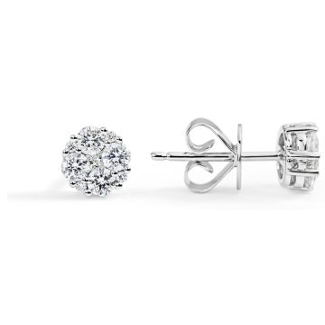 Round Illusion Diamond Studs in 18K White Gold (0.50ct)