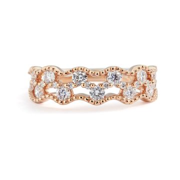 Double Row Diamond Zig-Zag Ring in 18K Rose Gold (0.70ct)