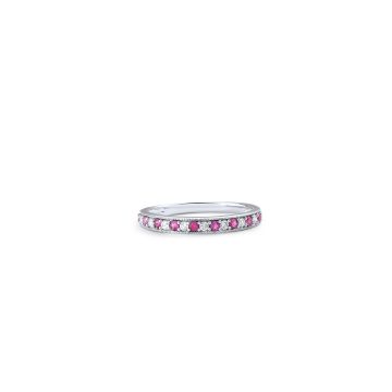 Halfway Ruby & Diamond Ring in 14K White Gold