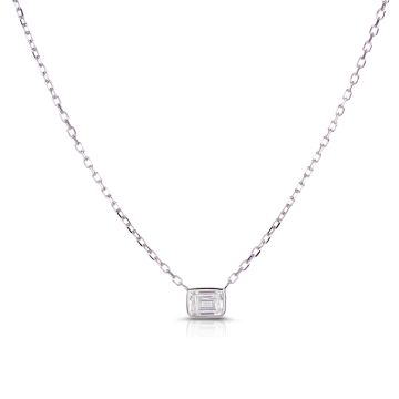 Floating Emerald Diamond Necklace in 14K White Gold (0.52ct)
